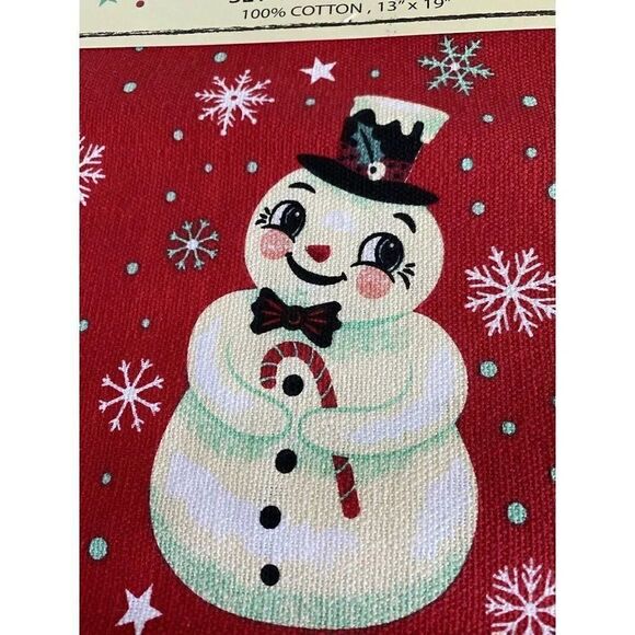 Set Of 4 Johanna Parker Christmas Snowman Placemats Holiday Retro NEW - Picture 4 of 9
